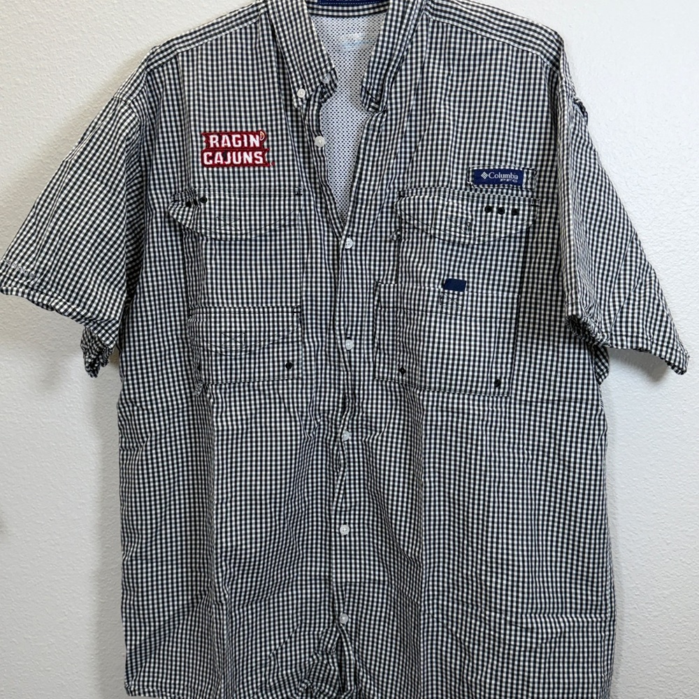 Columbia Men's Black and White Gingham Shirt